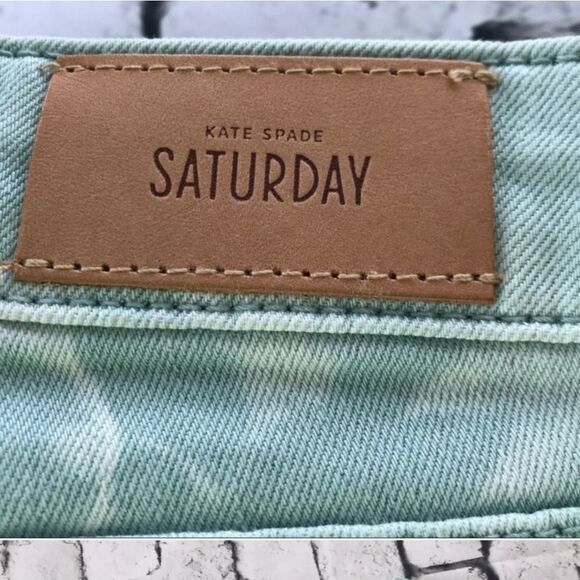 Kate Spade Saturday Ankle Jeans Acid Wash Seafoam Green NEW - Picture 8 of 10